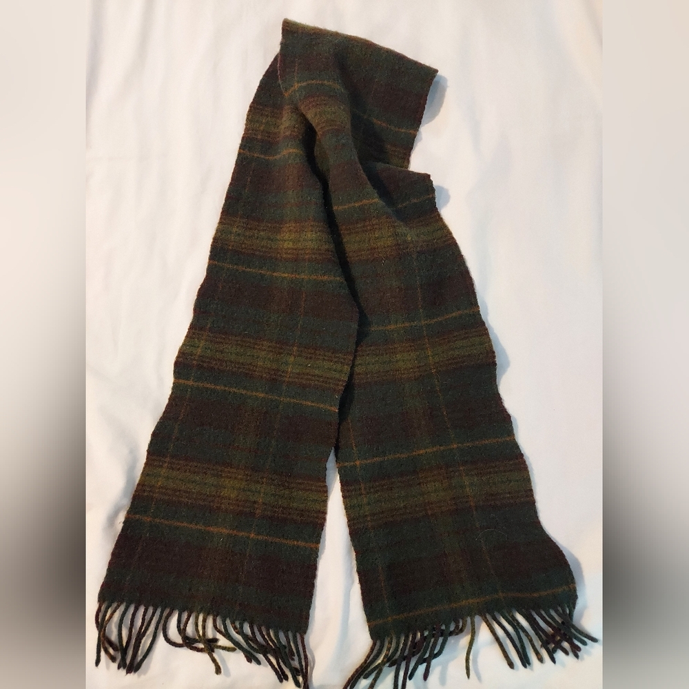 Blarney Woollen Mills Green Plaid 100% Lambswool Scarf - 60" - Picture 5 of 5